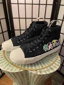 Men’s Black Canvas Keith Haring for H&M Painted Sneakers In US Size 10!! - Picture 1 of 11
