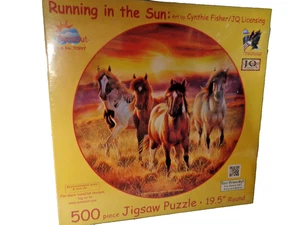New Sealed 500 Piece SunsOut Round Puzzle Running In the Sun - Picture 1 of 1