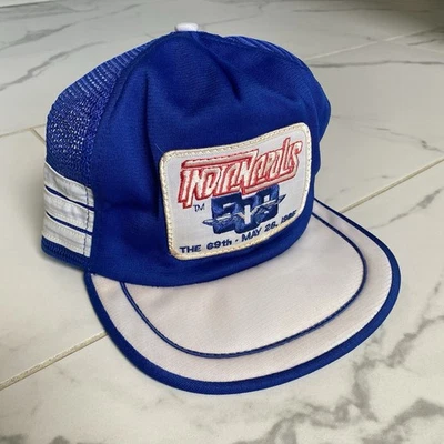 Vintage 1985 Indianapolis 500 Trucker Hat Three Stripe Blue White 69th Indy Race - Image 1 of 4