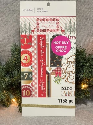 Recollections Peppermint Stripe Christmas Sticker Book Scrapbooking 1158 pc - Image 1 of 2