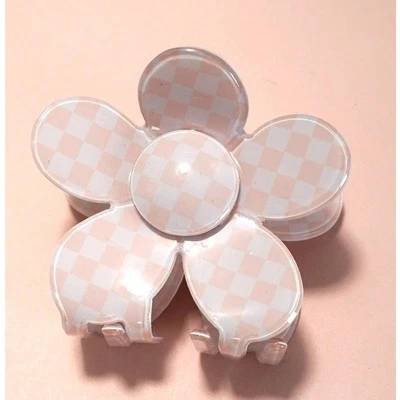 Jumbo Checker Flower Hair Claw Clip Light Pink - Image 1 of 4