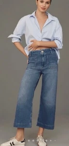 Anthropologie Maeve The Colette Denim Cropped Wide-Leg High Rise Jeans Size 25 - Picture 1 of 4