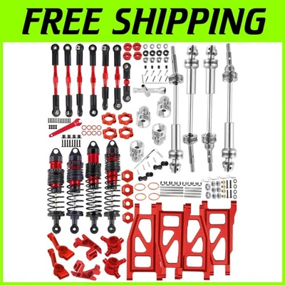 High-Performance Aluminum and Steel Upgrade Parts for RC Slash 4x4 Models, Red - Image 1 of 4