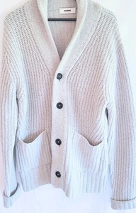 Buck Mason Mens Large Button Front Long Sleeve Chunky Knit Sweater Light Beige - Picture 1 of 15