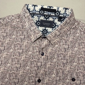 Camisa 7 Diamantes Para Hombre L Azul Geométrica 4 Vías Elastizada Rendimiento Manga Corta - Imagen 1 de 6