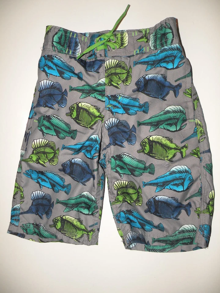 GYMBOREE SWIM SHOP GRAY w/ FISHES SWIM TRUNKS 3 4 5 6 7 8 10 12 NWT - Image 1 of 1