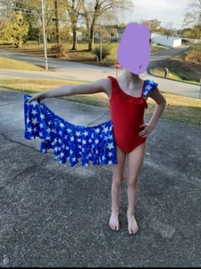 Hanna Andersson patriotic swimsuit/pageant rwb wear little girl size 8 - Picture 1 of 9