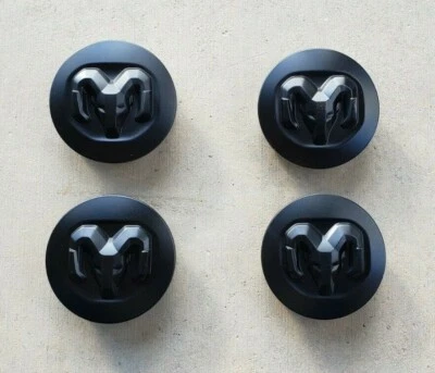 NEW 2019-2025 Dodge Ram 1500 DT 18" 20" Wheel MATTE BLACK (4) Center Caps, OEM - Image 1 of 4