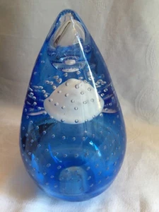 Signed JABLONSKI 1996-7 Blue Crystal Hand Blown Vintage ART GLASS Boxed - Picture 1 of 10