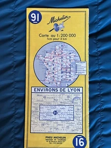 Vintage Carte Michelin Paper Map. no 91,   Environs De Lyon, 1970 - Picture 1 of 2
