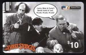 Three Stooges 1st Issue: (Larry, Moe, Curly) 'N'yuk' Phone Card - Picture 1 of 1