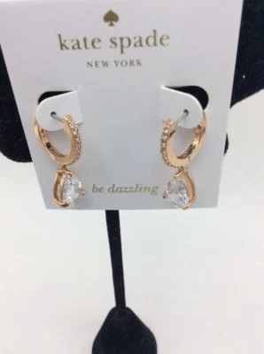 $58 KateSpade TONO ORO ROSA SALVA EL DÍA Pendientes gota piedra transparente z37 Foto 1 de 4