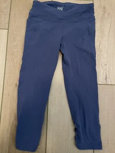 Athleta Girl Capri Leggings Blue Criss Cross Leg Activewear Workout Pants M/8-10 - Picture 1 of 5