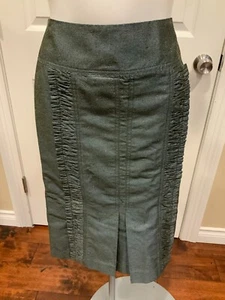 Markus Lupfer Shimmering Blue/Gold Ruffle Front Pencil Skirt, Size 4 (US) 8 (UK) - Picture 1 of 7