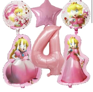 (6 Pack) Super Mario Princess Peach Balloon Pink Birthday Party Decoration 4th - Picture 1 of 4