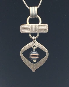 Marjorie Baer SF Handmade Artisan Hammered Metal Pendant Snake Chain 30" Neckace - Picture 1 of 11
