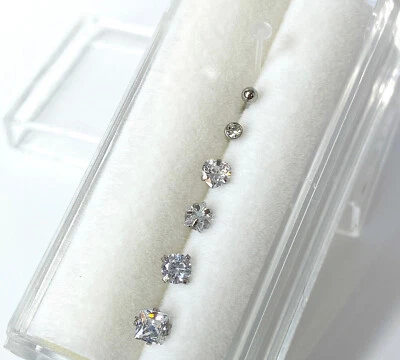 Paquete económico de caja de 7 piezas formas de gema circonita cúbica 20 g anillos de hueso de nariz de acero, con retenedor Foto 1 de 4