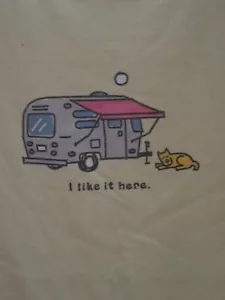 MAGLIETTA FRANTOIO IN COTONE LIFE IS GOOD WMN NUOVA CON ETICHETTE - AIRSTREAM CAMPER ""MI PIACE QUI"" (XS) - Foto 1 di 4