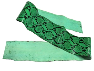 Python Printed Elaphe Snake Skin Snakeskin Leather Green 5.25x55" - Picture 1 of 3