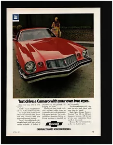 1974 Chevy Camaro Original Print Ad ~ Fast Shipping ~ Chevrolet Red Z28 Car - Picture 1 of 1