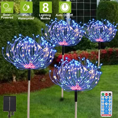 LED Solarleuchte Feuerwerk Licht Solarlampen Außen Gartendeko Licht für Pathway - Bild 1 von 4