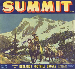 *Original* SUMMIT Cowboy REDLANDS Western Horse Orange Crate Label NOT A COPY! - Picture 1 of 1