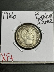 Moneda de diez centavos de plata de peluquero 1906 P sólida XF+ EXTRA FINA (Raw12920) - Imagen 1 de 2