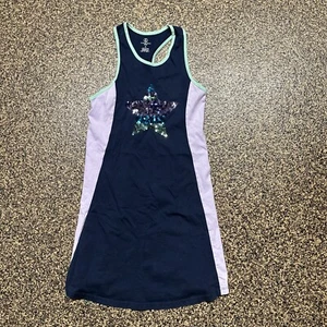 Lands End Girls Dress Beach Coverup Glitter Star Purple Sleeveless Size L 14 - Picture 1 of 4