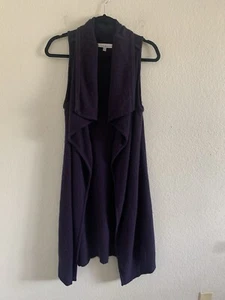 Bryn Walker Longline Vest Cardigan Open Front Sleeveless Size S USA Purple - Picture 1 of 10