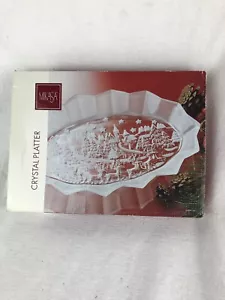 MIKASA CLASSICS OVAL PLATTER CLEAR FROSTED ETCHED GLASS SANTA SLEIGH Christmas - Picture 1 of 4