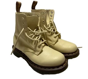 Dr Martens Butter Yellow 1460 Pascal Lace Up Combat Boots Womens Size 5 New - Picture 1 of 8