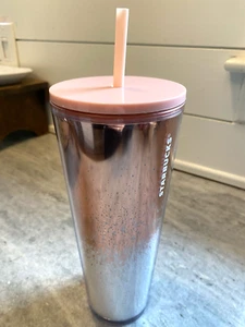 NEU Starbucks Rose Gold Silver Cascading Glitter Venti Tumbler 24 oz 2019 - Bild 1 von 4