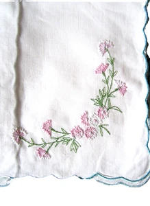Servietten Set 8 tlg. Stoff bestickte Bogenkante 40 x 40 cm - Bild 1 von 6