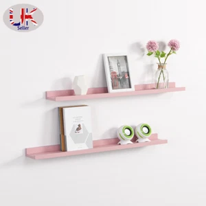 Juego de 2 Estantes de Pared Industriales Flotantes 48cm Rubor Acabado PVC Madera Colgante Decoración - Imagen 1 de 9