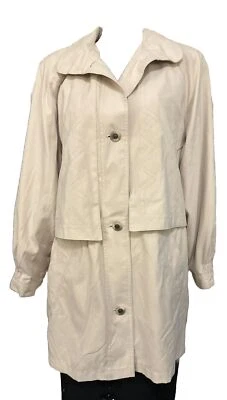 Gallery New York Talla M Bronceado Trench Abrigo de Lluvia Capucha Oculta Botón Drapeado Cordón Foto 1 de 4