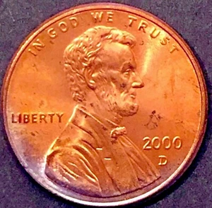 2000-D - LINCOLN MEMORIAL BACK CENT - AU BU - BEAUTIFULLY TONED & DETAILED - 1 - Picture 1 of 2