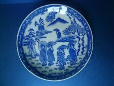 Old Pottery Porcelain Blue White Saucer Geisha Pattern Asian Style Import mark