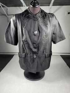 Vintage RARE Unifemme Fashion Uniform Black Top Shirt Pockets Button Down  - Picture 1 of 8