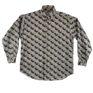 Mens Shirt M Green Leaf Long Sleeve Button Down Casual Dress Cambridge - Picture 1 of 8