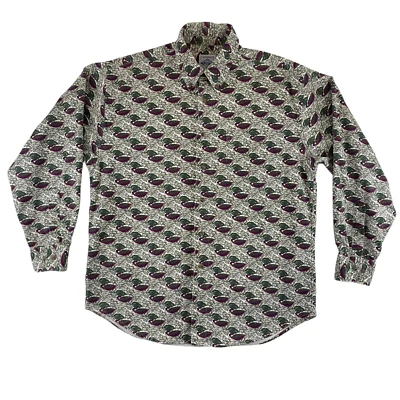 Mens Shirt M Green Leaf Long Sleeve Button Down Casual Dress Cambridge - Image 1 of 4