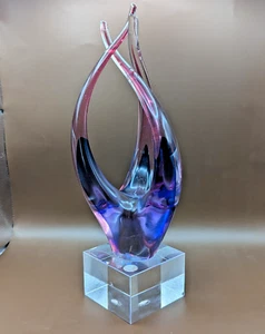 Murano Vintage Blown Art Nouveau Glass Sculpture & Pedestal 12" rare Flame - Picture 1 of 18