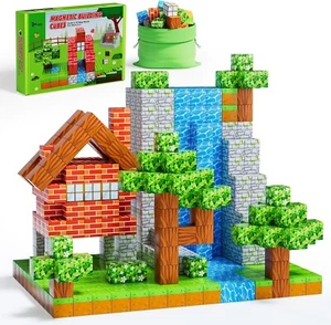 100 Stück Minecraft Magnetblöcke Wald Welt Set, MINT Spielzeug - Bild 1 von 7