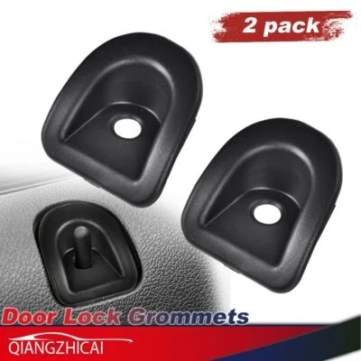 FIT FOR 2006-2014 FORD MUSTANG DOOR LOCK KNOB GROMMET BEZEL BLACK 2PC Foto 1 de 4