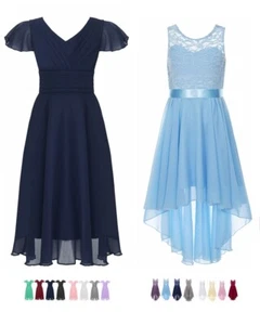 Flower Girl Chiffon Dress Princess Pageant Party Formal Gown Kids Prom Ball Gown - Picture 1 of 134