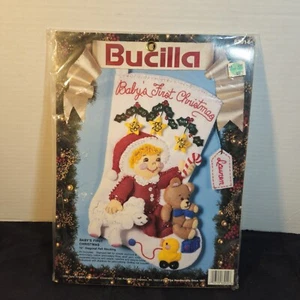 Bucilla Babys First Christmas Felt Named Christmas Stocking Kit 83014 Vintage 93 - Picture 1 of 10