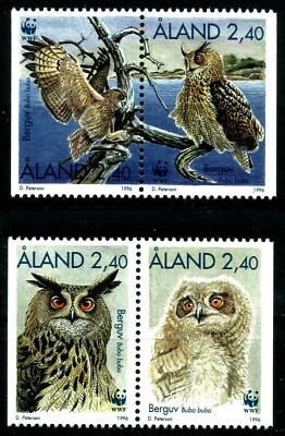 OWLS, ALAND, WWF COMPLETE SET, EAGLE OWL, MNH, YEAR 1996 - Image 1 of 2