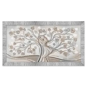 Quadro Moderno cornice Bianca Argento ALBERO ABBRACCIO MIX 60x110 cm con Glitter - Foto 1 di 7
