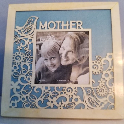 Wood Mother Photo Frame NEW in Box Cut Out Floral Bird Design Ready to Gift - Image 1 of 4