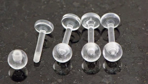 4 Pc 14g 5/16" all clear acrylic ball & barbell lip labret, Retainers (no steel) - Picture 1 of 1