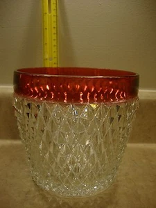 Vintage Indiana Glass "Diamond Point Ruby" Ice Bucket - Picture 1 of 3